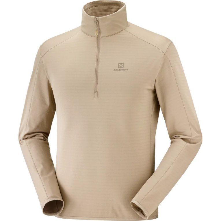 Sudaderas Salomon Essential Lightwarm Half Zip Hombre Beige | MX MPHQ502